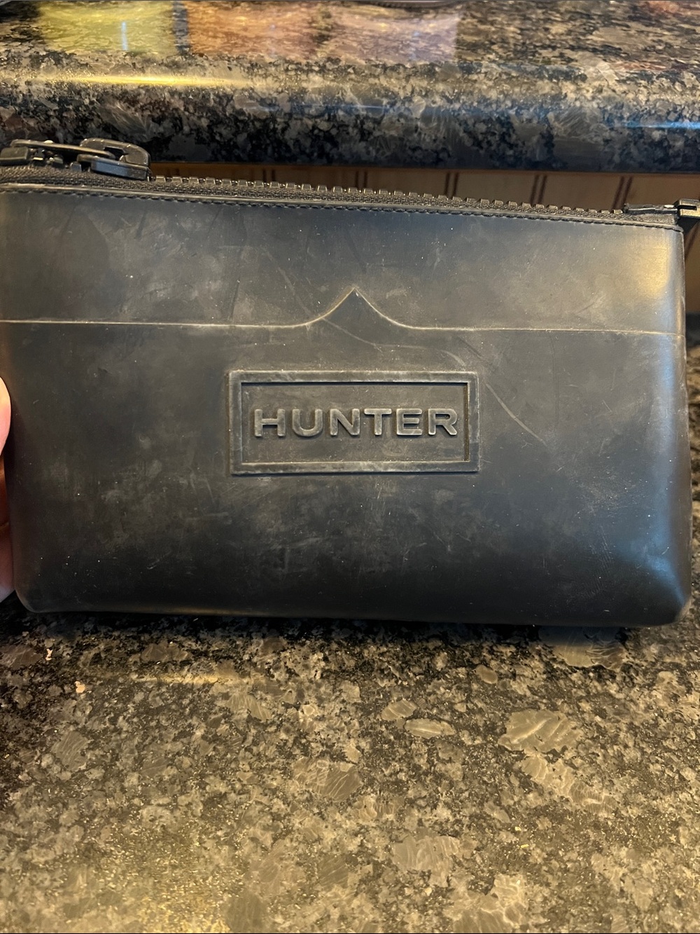 Hunter Black Rubber Zip Toiletry Pouch
